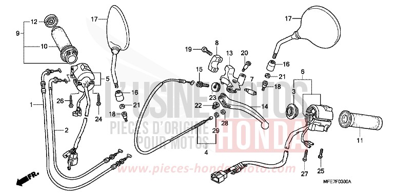 LEVIER DE GUIDON/COMMUTATEUR/CABLE de Shadow Aero GRAPHITE BLACK (NHB01A) 2008